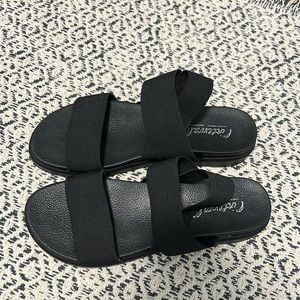 Boho black stretch sandals, l’intervalle
